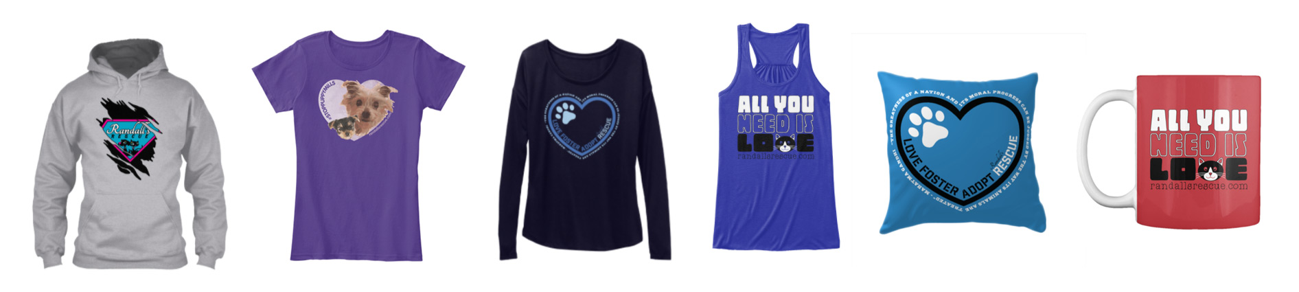 Shop Randall's Rescue Apparel & Accessories to Support Us!