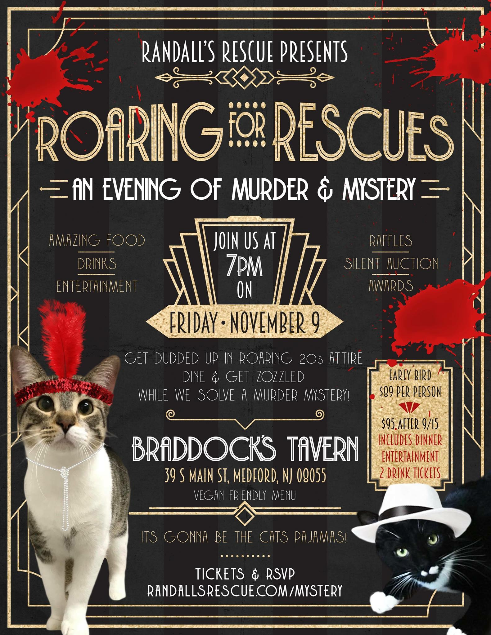 Murder Mystery Dinner Animal Rescue Fundraiser Braddocks Tavern Medford New Jersey